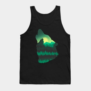 Nature landscape on a Wolf silhouette Tank Top